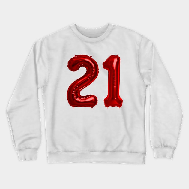 Red 21st Birthday Metallic Helium Balloons Numbers Crewneck Sweatshirt by podartist